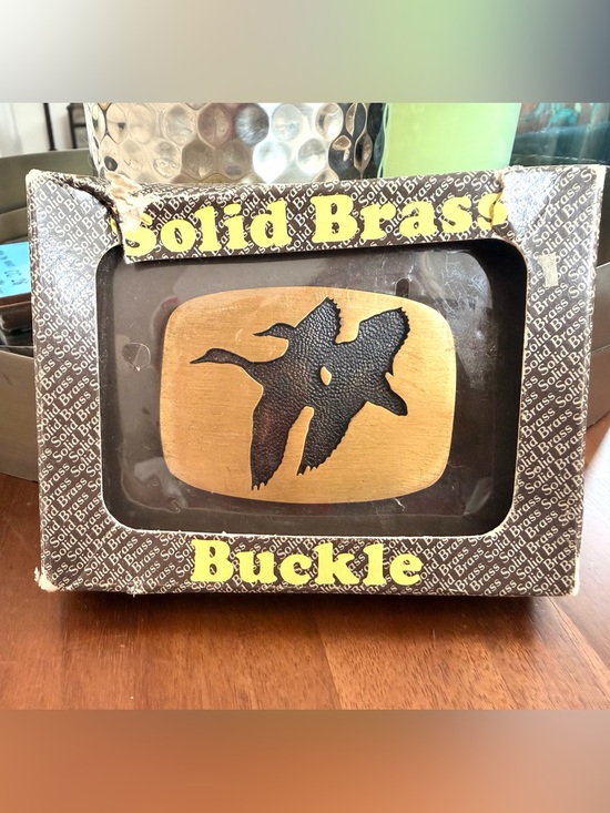 Bts Other - Vintage 1979 BTS Solid Brass Duck Belt Buckle NOS Original Box